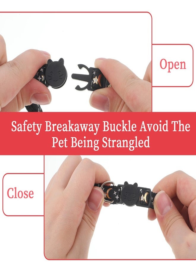 Jeffdad طوق قطط جيفداد مكون من 4 قطع مع أجراس، طوق قابل للفك للقطط الصغيرة، طوق على شكل هلال ونجوم، طوق آمن للقطط الصغيرة - قابل للتعديل من 8.3 إلى 13.4 بوصة - Image 5